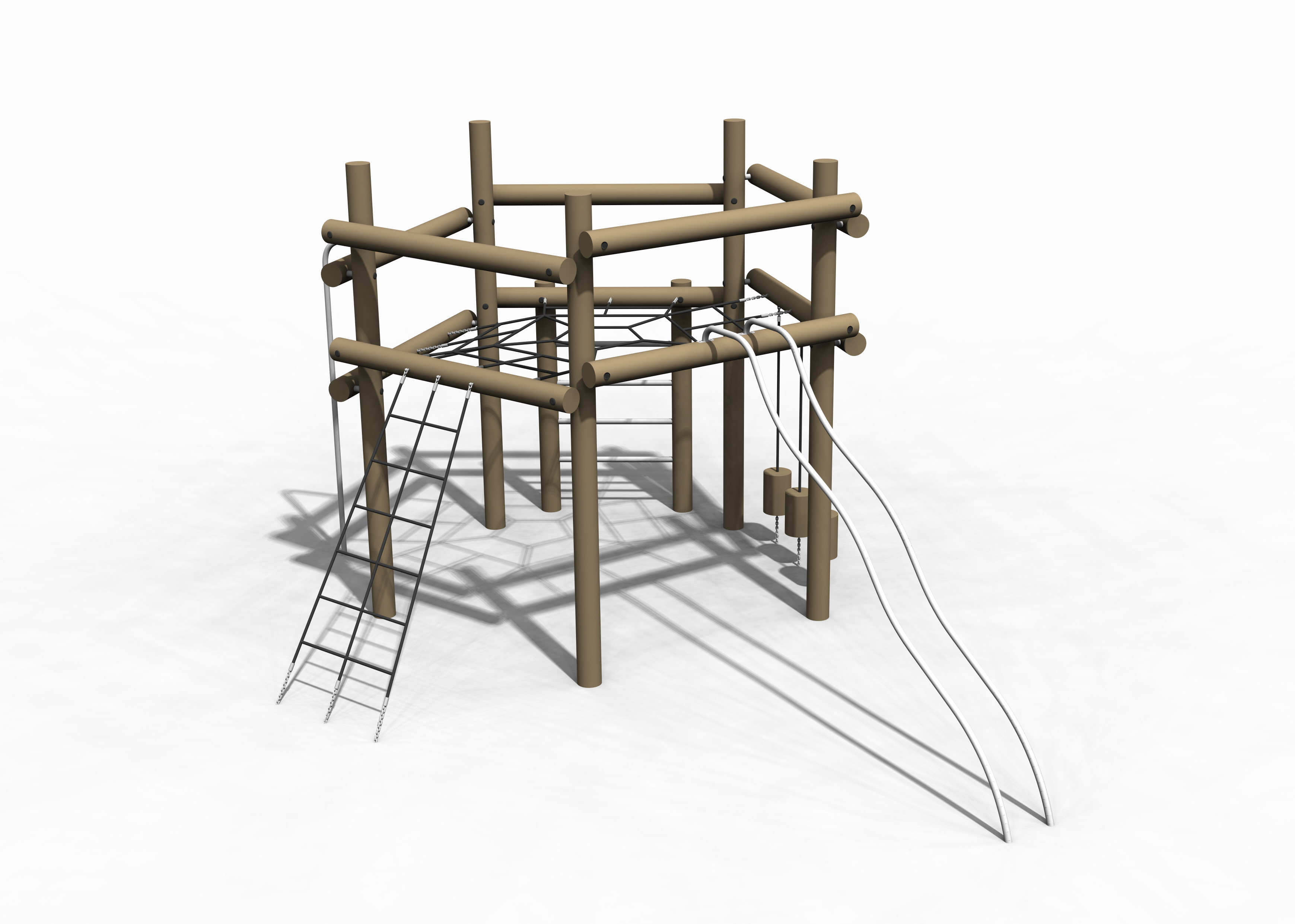 3D rendering af Klätterställning - femkantigt torn 3
