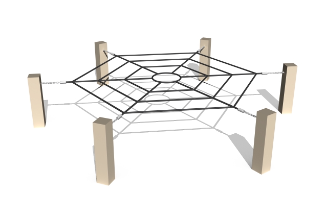 3D rendering af Djungelbana - cirkel vågrätt klätternät ek