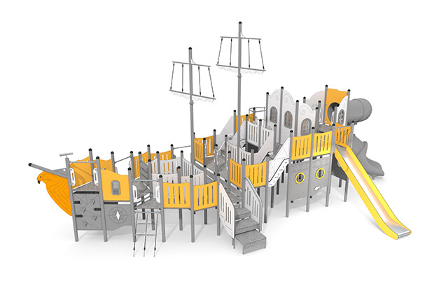 3D rendering af Lekskepp - Active skepp två rutschkanor