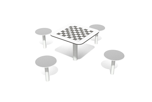 3D rendering af Spelbord utomhus för schack och dam