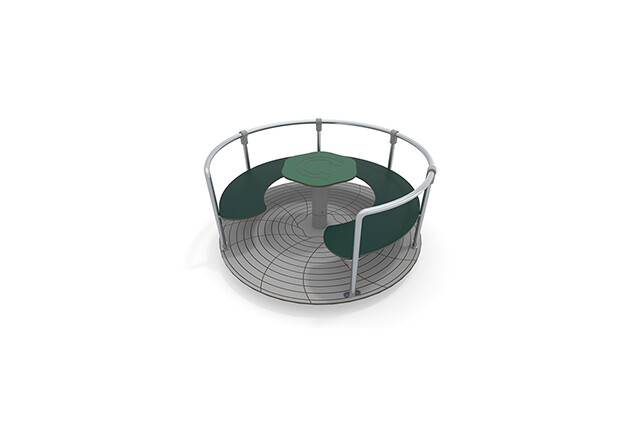 3D rendering af Karusell - med bänk grön Ø150 cm