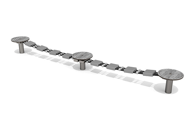 3D rendering af Djungelbana - balancelinje / slackline