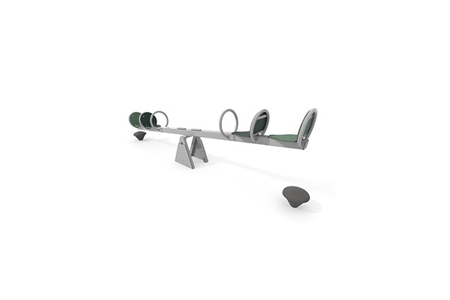 3D rendering af Vippa – fyra sittplatser i rostfritt stål grön