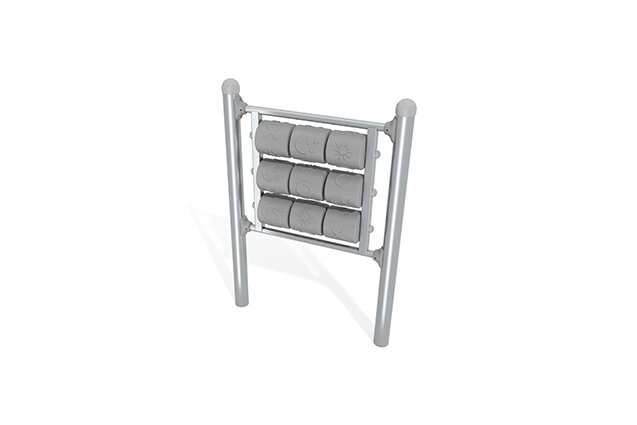 3D rendering af Tre i rad-spel rostfritt stål