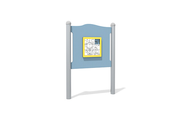 3D rendering af Aktivitetstavla - skjutpussel blå
