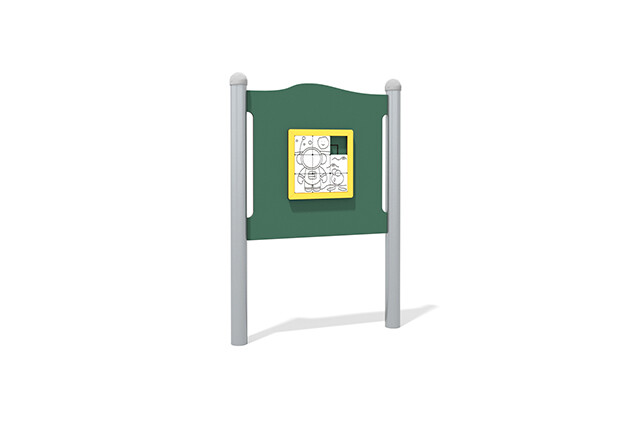 3D rendering af Aktivitetstavla - skjutpussel grön