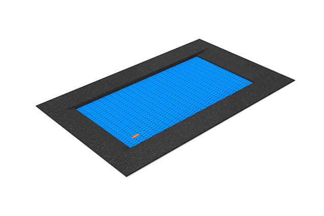 3D rendering af Studsmatta - rullstolsvänlig med nedfartsramper