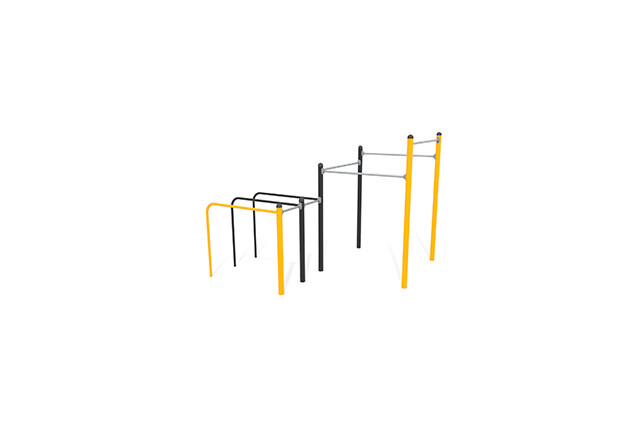 3D rendering af Fitness - Street workout multiredskap 2 gul