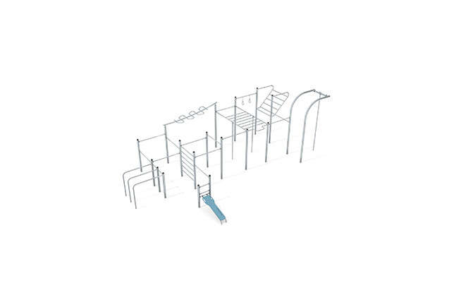 3D rendering af Fitness - Street Workout Inox multi-gym XL blå