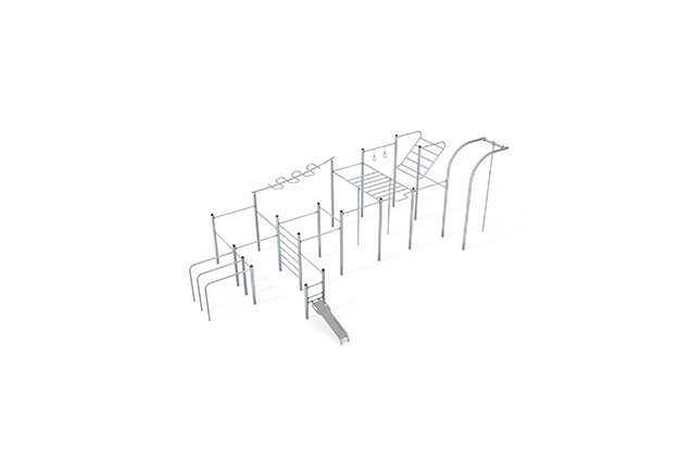 3D rendering af Fitness - Street Workout Inox multi-gym XL grå