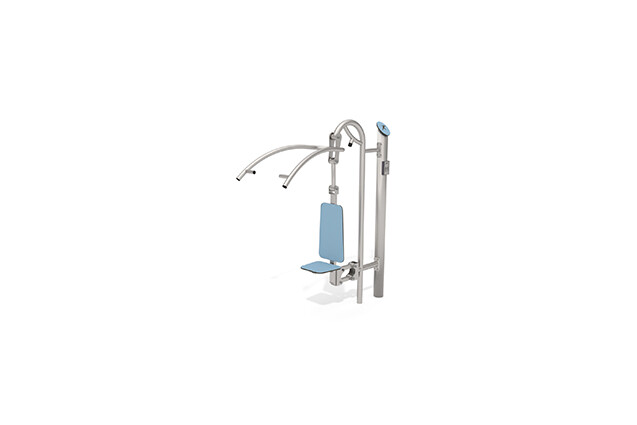 3D rendering af Fitness - Outdoor Inox lat pulldown blå