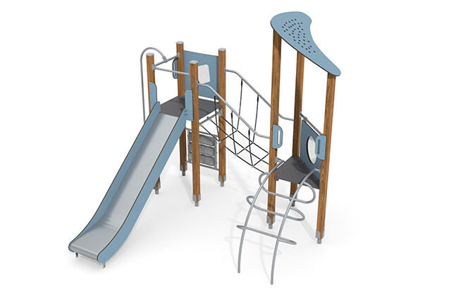 3D rendering af Lektorn - ECO dubbelt torn repbro blå
