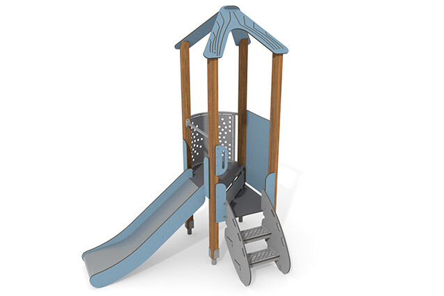 3D rendering af Lektorn - ECO enkelt torn balkong blå