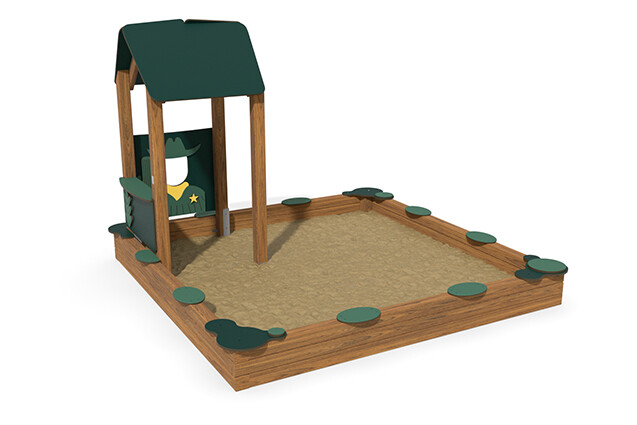 3D rendering af Sandlåda - ECO sandlåda och lekstuga