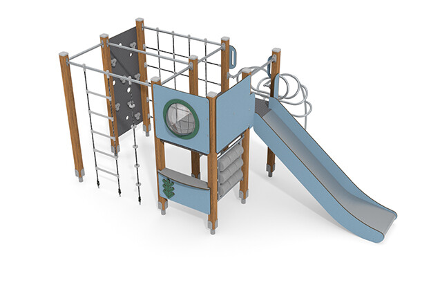 3D rendering af Lektorn - ECO enkelt torn klätteranläggning blå
