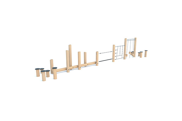 3D rendering af Djungelbana - hinderbana med 6 utmaningar