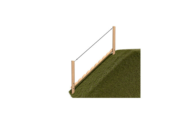 3D rendering af Djungelbana - balanstrappa med rep till backe