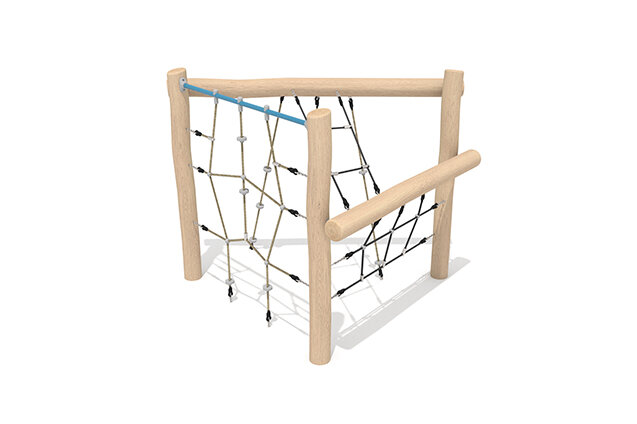 3D rendering af Klätterställning - Robinia Scandic tresidig med lutande klätternät