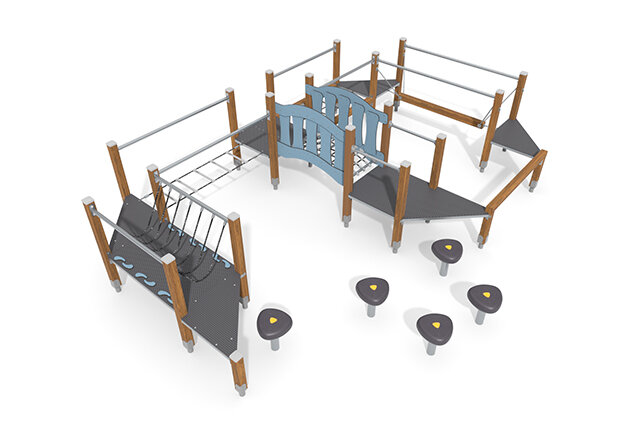 3D rendering af Djungelbana - ECO hinderbana blå