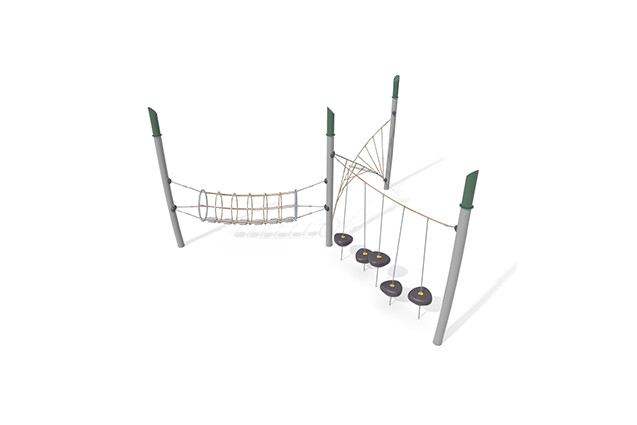3D rendering af Djungelbana - Acrobat hinderbana 2 grön/beige
