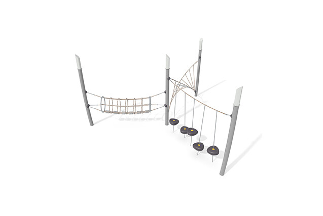 3D rendering af Djungelbana - Acrobat hinderbana 2 grå/beige