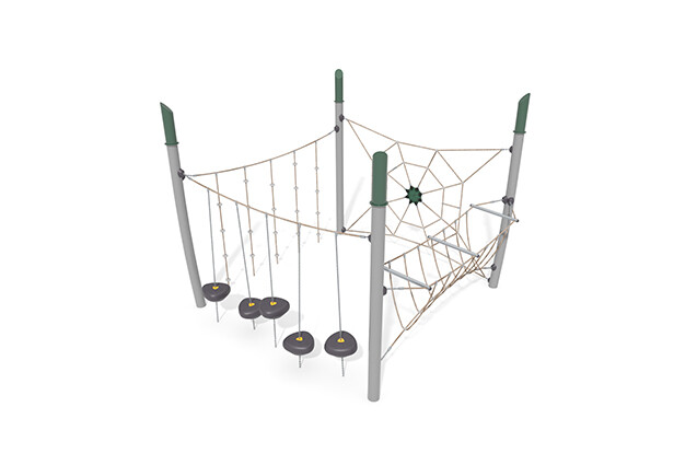 3D rendering af Djungelbana - Acrobat hinderbana 3 grön/beige