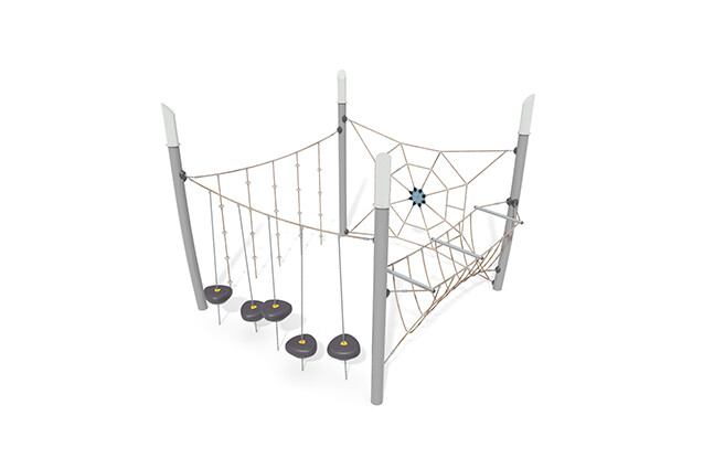 3D rendering af Djungelbana - Acrobat hinderbana 3 grå/beige