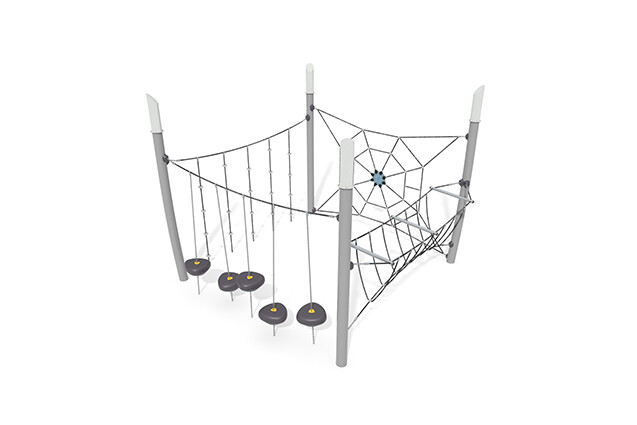 3D rendering af Djungelbana - Acrobat hinderbana 3 grå/svart