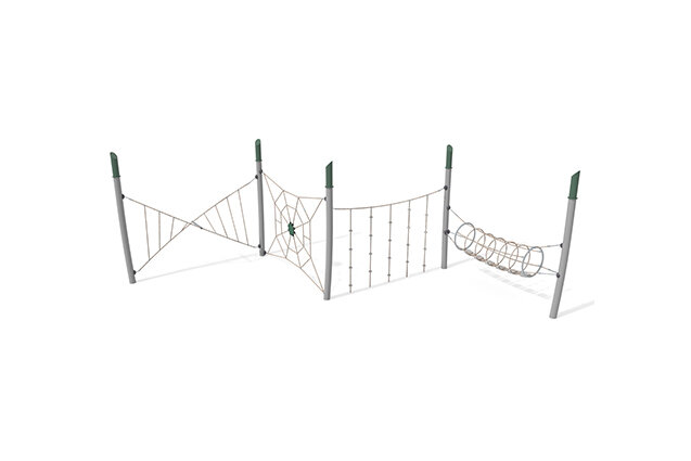 3D rendering af Djungelbana - Acrobat hinderbana 4 grön/beige