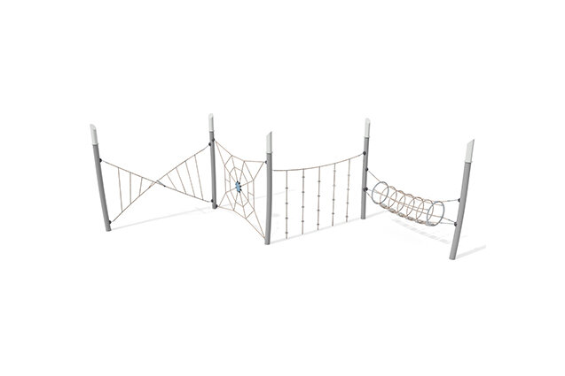 3D rendering af Djungelbana - Acrobat hinderbana 4 grå/beige