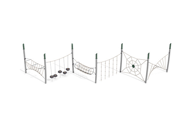 3D rendering af Djungelbana - Acrobat hinderbana 5 grön/beige