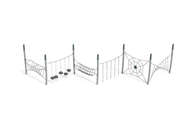 3D rendering af Djungelbana - Acrobat hinderbana 5 grön/svart