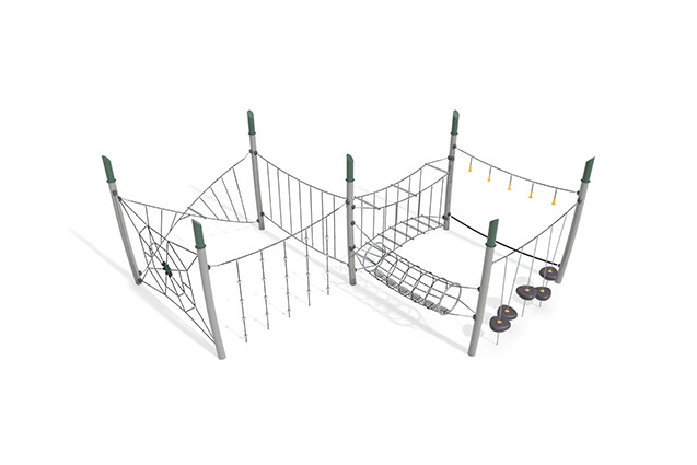 3D rendering af Djungelbana - Acrobat hinderbana 6 grön/svart