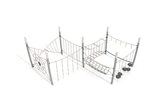 3D rendering af Djungelbana - Acrobat hinderbana 6 grå/beige