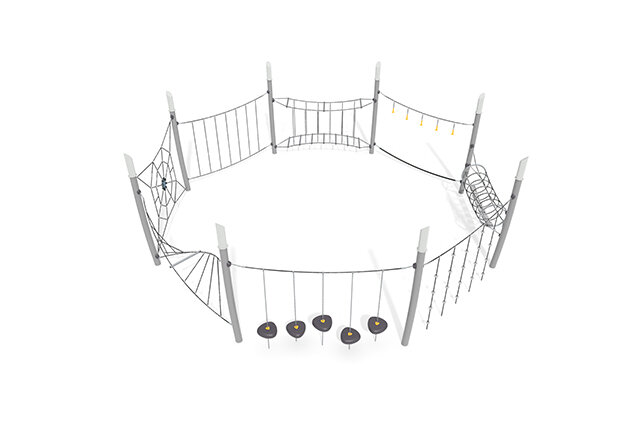 3D rendering af Djungelbana - Acrobat hinderbana 7 grå/svart