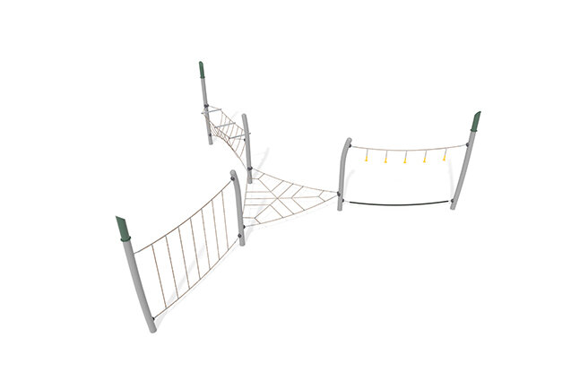 3D rendering af Djungelbana - Acrobat hinderbana 8 grön/beige