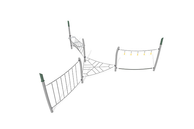 3D rendering af Djungelbana - Acrobat hinderbana 8 grön/svart