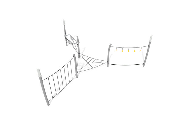3D rendering af Djungelbana - Acrobat hinderbana 8 grå/svart