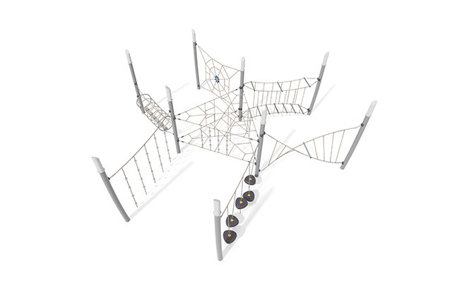 3D rendering af Djungelbana - Acrobat hinderbana 9 grå/beige