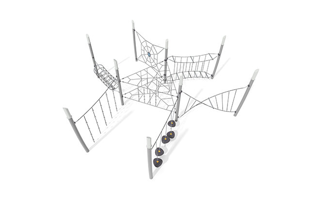 3D rendering af Djungelbana - Acrobat hinderbana 9 grå/svart