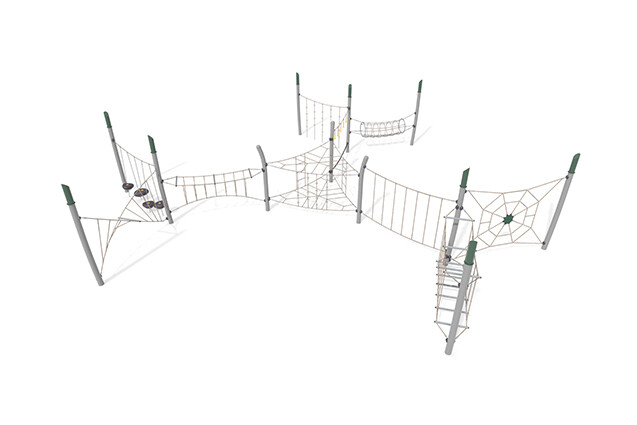 3D rendering af Djungelbana - Acrobat hinderbana 10 grå/svart