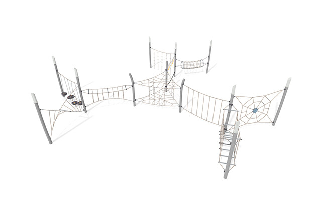 3D rendering af Djungelbana - Acrobat hinderbana 10 grå/beige