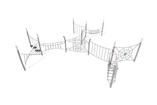 3D rendering af Djungelbana - Acrobat hinderbana 10 grå/svart