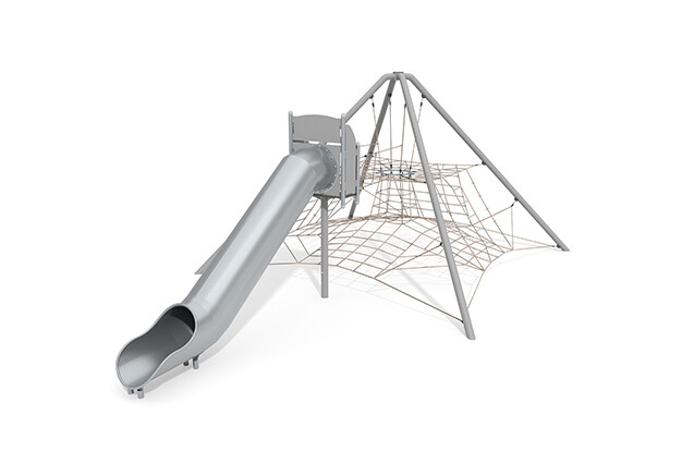 3D rendering af Klätternät - Acrobat pyramidrutschkana grå/beige