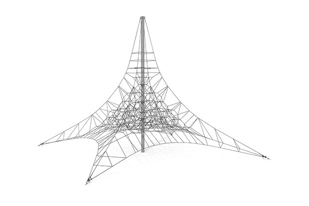 3D rendering af Klätternät - Acrobat pyramid 9 grå/svart