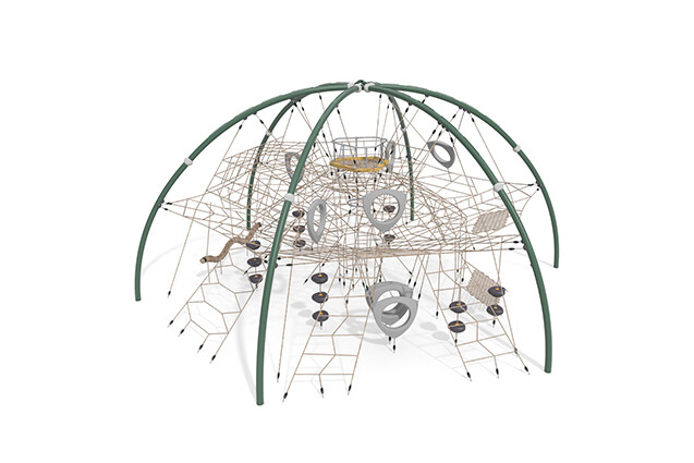 3D rendering af Klätternät - Acrobat dome 3 grön/beige