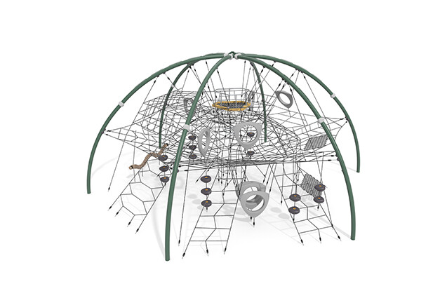 3D rendering af Klätternät - Acrobat dome 3 grön/svart