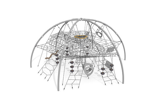 3D rendering af Klätternät - Acrobat dome 3 grå/svart