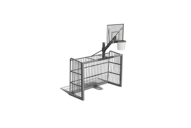 3D rendering af Fotbollsmål - m basketkorg l 2,4 x h 1,6m