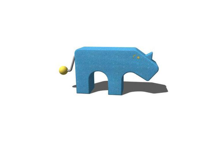 3D rendering af Lekskulptur - noshörning m ljud